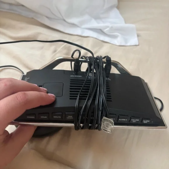 Silver Alarm Clock with Bed Shaker Alarm - Picture 2 of 2